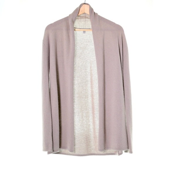 Nieman Marcus 100% Cashmere Tan Taupe Open Front Cardigan Sweater Womens M - Picture 1 of 8